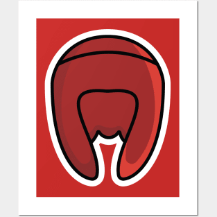 Red Boxing Helmet Sticker vector illustration. Sports objects icon concept. Sports equipment and fighter protective item sticker vector design. Posters and Art